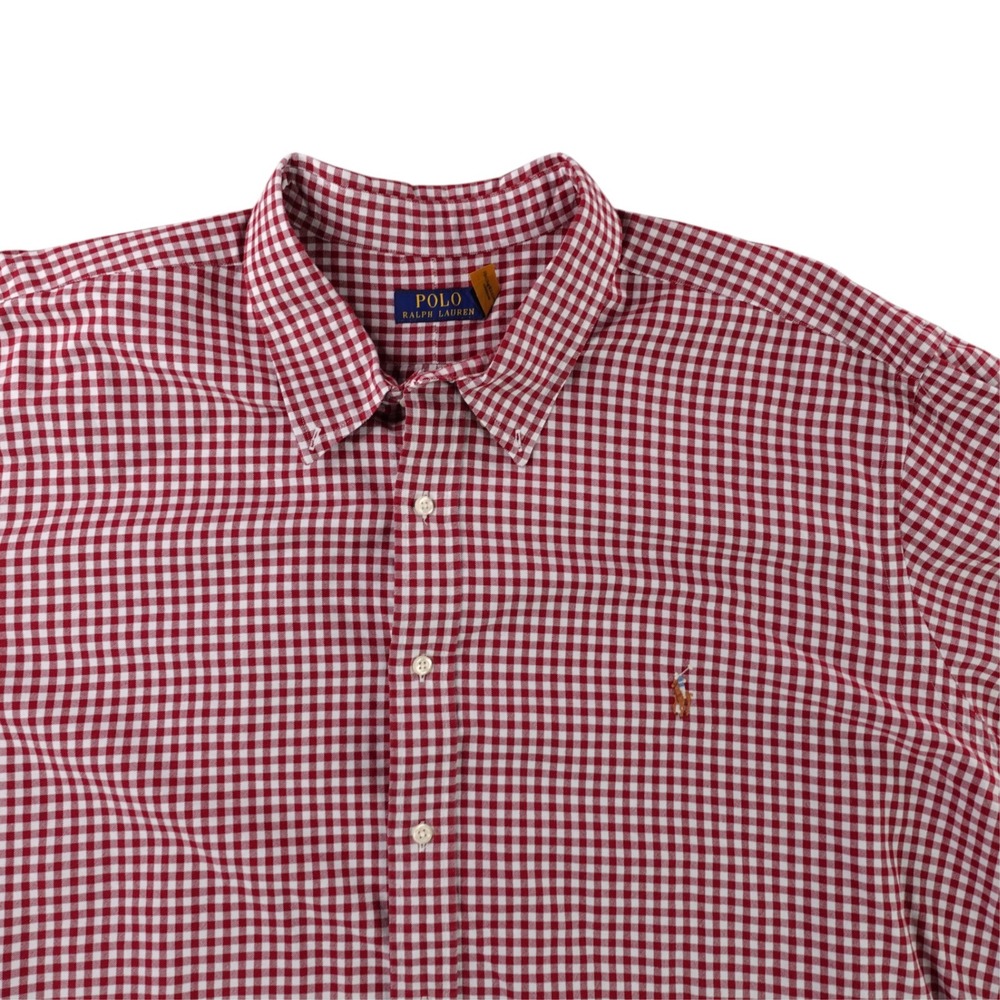 Polo Ralph Lauren Button Down Men 4XB Red White Gingham Check Flesh Pony